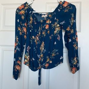 Off the shoulder navy floral top